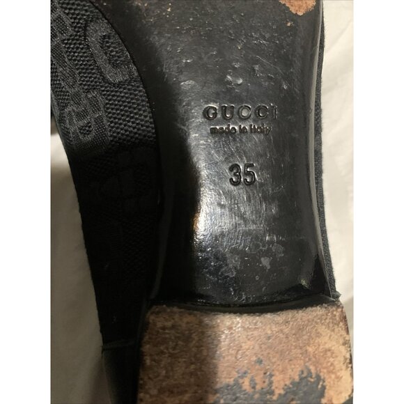 Gucci Authentic Solid Black Canvas Round Toe Ballet Flats 5 - Picture 9 of 10
